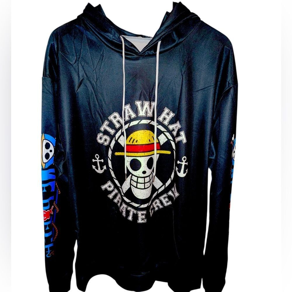 “ONE PIECE” Anime Straw Hat Pirate Crew Pullover Hoodie & Bracelet - NWT